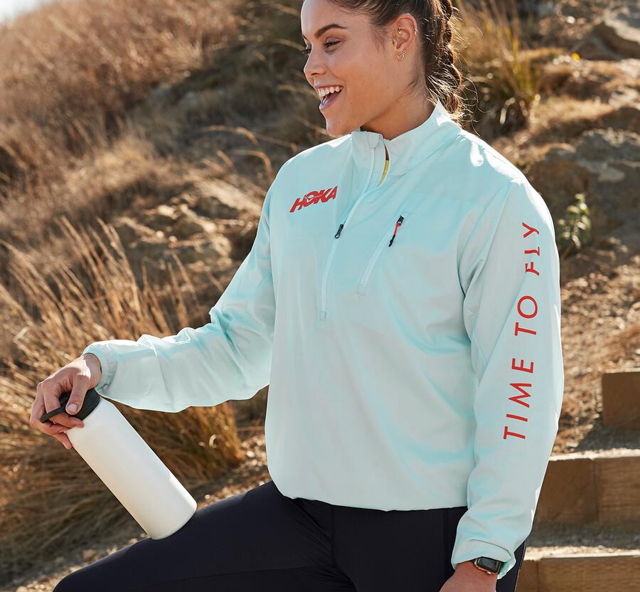Hoka One One Womens Jackets - Wind-Resistant - Blue - VXWR18790